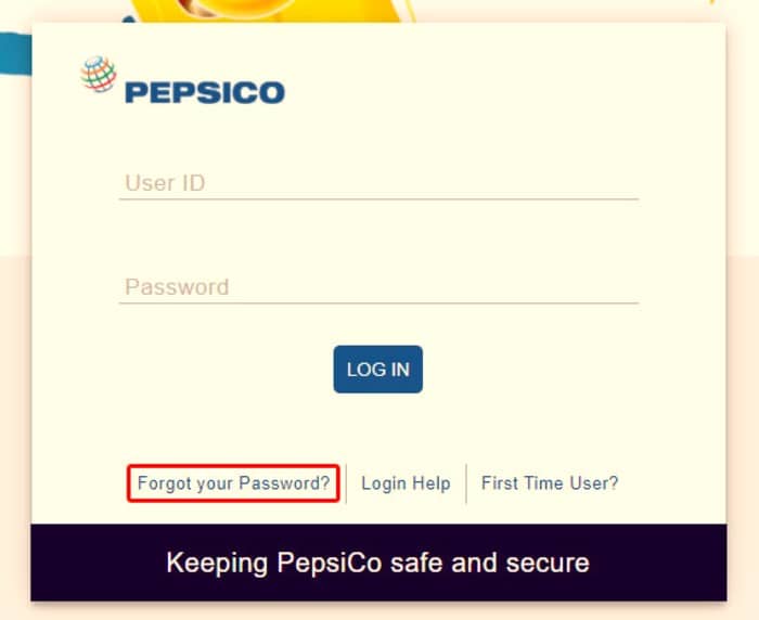 MyPepsico - reset password